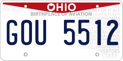 OH license plate GOU5512