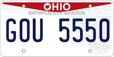 OH license plate GOU5550