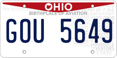 OH license plate GOU5649