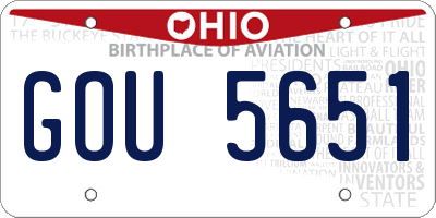 OH license plate GOU5651