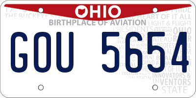 OH license plate GOU5654