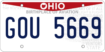 OH license plate GOU5669