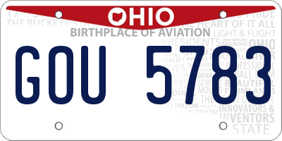 OH license plate GOU5783