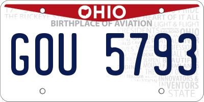 OH license plate GOU5793