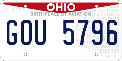 OH license plate GOU5796