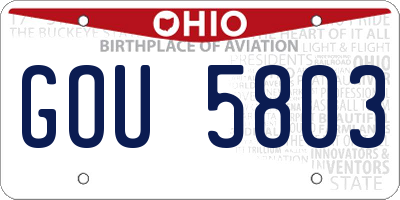 OH license plate GOU5803