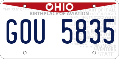 OH license plate GOU5835