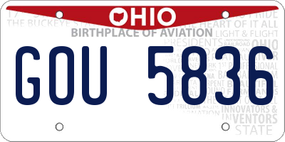 OH license plate GOU5836