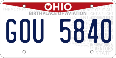 OH license plate GOU5840