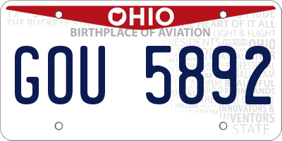 OH license plate GOU5892