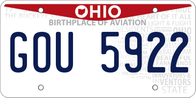 OH license plate GOU5922