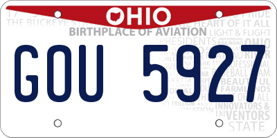 OH license plate GOU5927