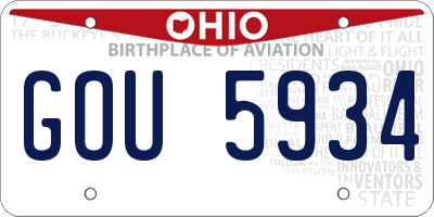 OH license plate GOU5934