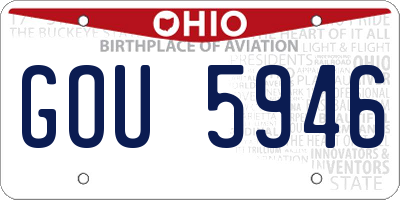 OH license plate GOU5946