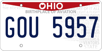 OH license plate GOU5957