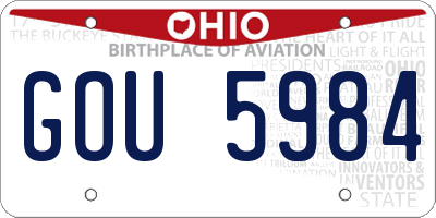 OH license plate GOU5984