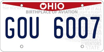OH license plate GOU6007