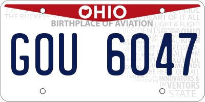 OH license plate GOU6047