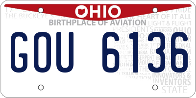 OH license plate GOU6136