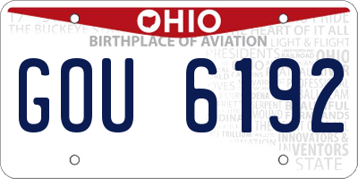 OH license plate GOU6192