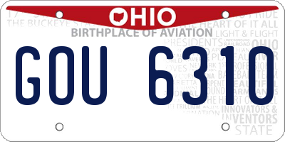 OH license plate GOU6310