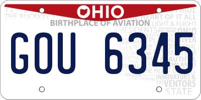 OH license plate GOU6345