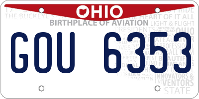 OH license plate GOU6353