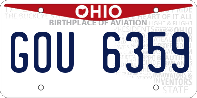 OH license plate GOU6359