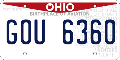 OH license plate GOU6360