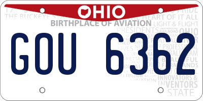 OH license plate GOU6362