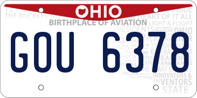 OH license plate GOU6378