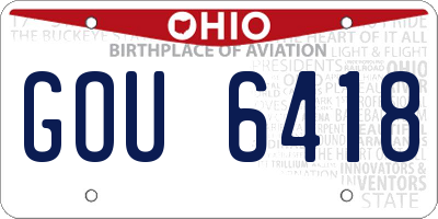 OH license plate GOU6418