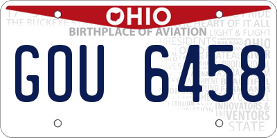 OH license plate GOU6458