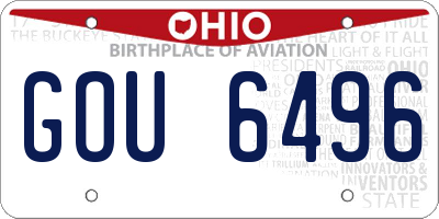 OH license plate GOU6496