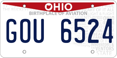 OH license plate GOU6524