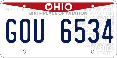 OH license plate GOU6534