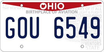 OH license plate GOU6549