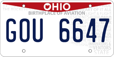 OH license plate GOU6647
