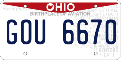 OH license plate GOU6670