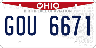 OH license plate GOU6671
