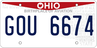 OH license plate GOU6674