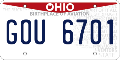 OH license plate GOU6701