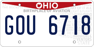 OH license plate GOU6718