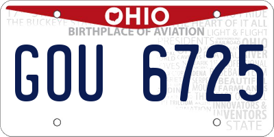OH license plate GOU6725