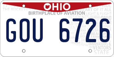 OH license plate GOU6726