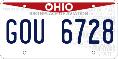 OH license plate GOU6728
