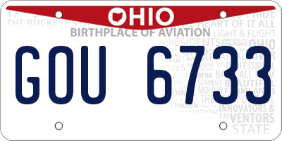 OH license plate GOU6733