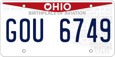 OH license plate GOU6749