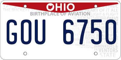 OH license plate GOU6750