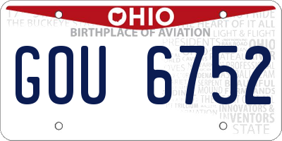 OH license plate GOU6752